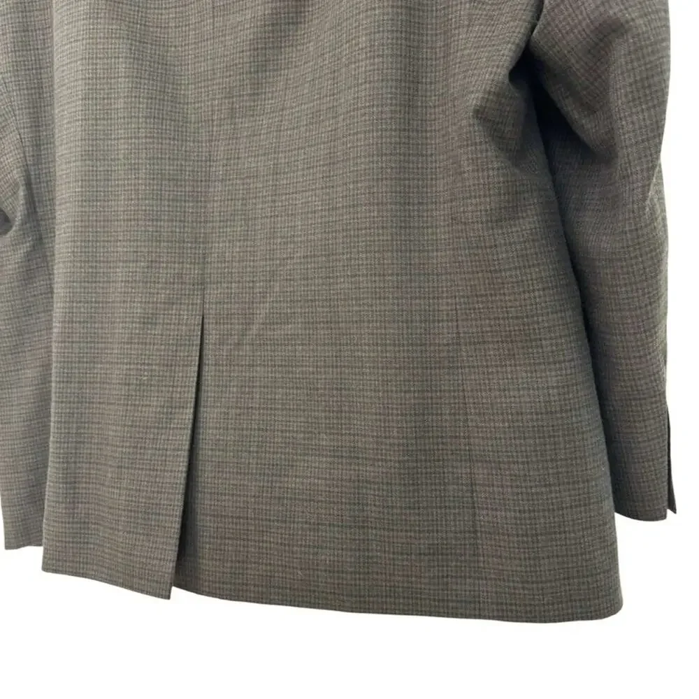Chaps Brown Plaid Suit Jacket Blazer Lined Single Breast Two Button sz 46 R